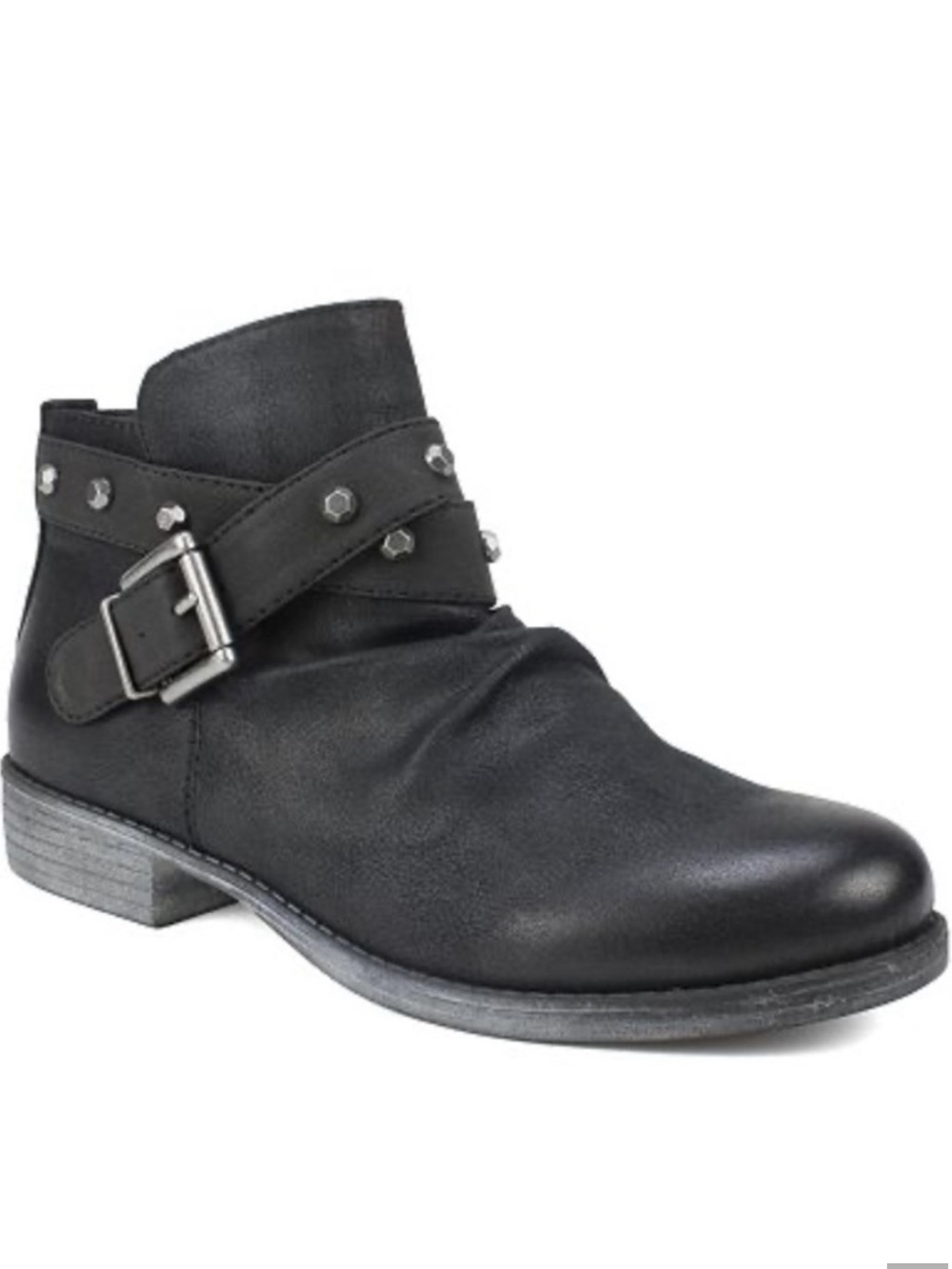 WHITE MOUNTAIN BLACK BUCKLE ANKLE BOOT